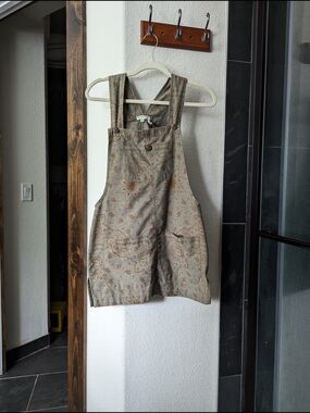 Earthbound PaisleyOverall Dress in Olive Brown